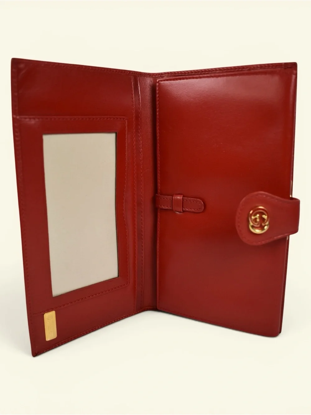 Gucci Red Leather Snap-Closure Wallet with Gold Logo - Picture 3 of 4